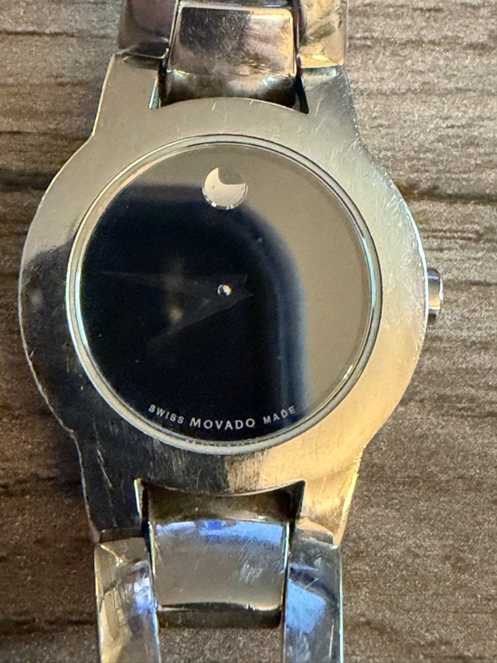 Movado Silver Black Museum Dial Ladies Bracelet Watch